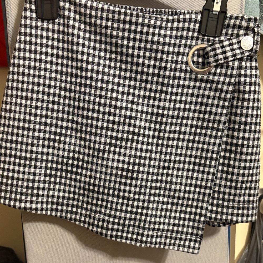 Justice Black and White Gingham Mini Skirt